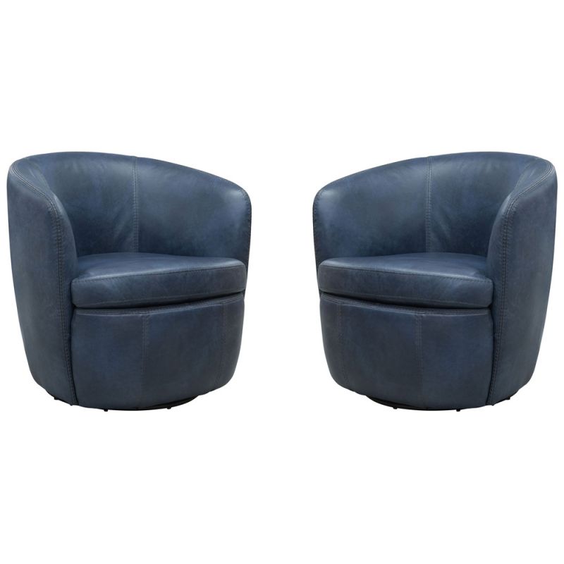 Parker House -  Barolo - Vintage Navy 100% Italian Leather Swivel Club Chair (Set of 2) - SBAR#912S-2-VGNV