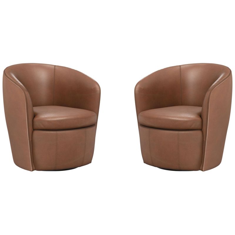 Parker House -  Barolo - Vintage Whiskey 100% Italian Leather Swivel Club Chair (Set of 2) - SBAR#912S-2-VGWK