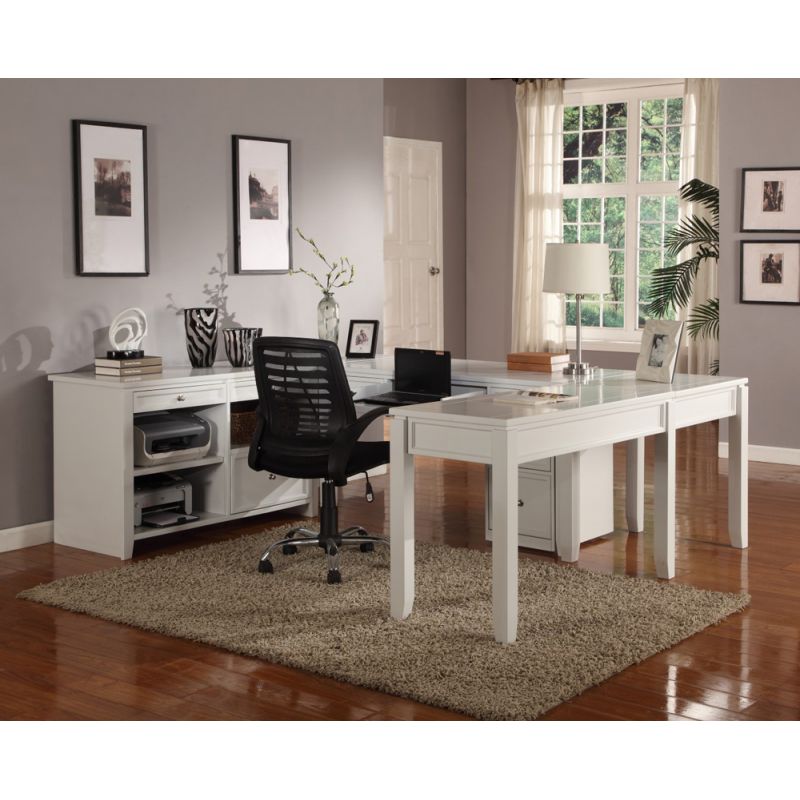 Parker House - Boca 6PC U Shaped Desk And Credenza Set in Cottage White