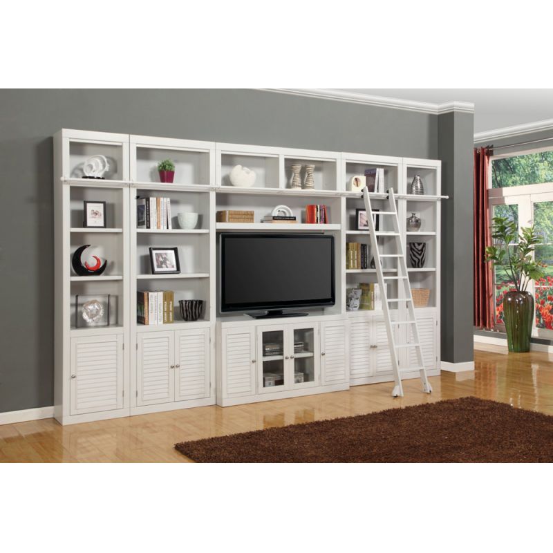 Parker House - Boca 7PC Library Entertainment Inset Wall Set in Cottage White