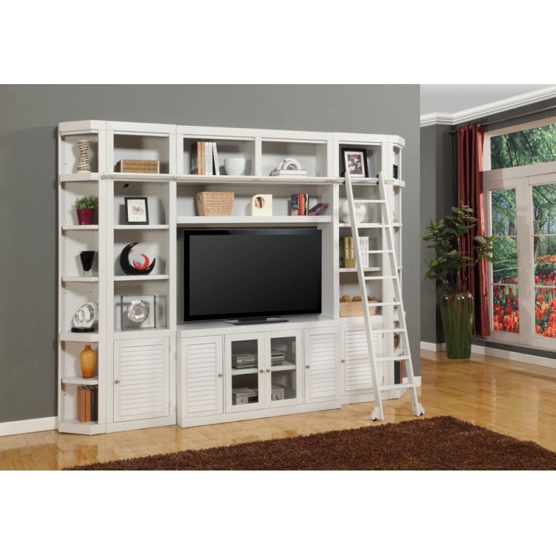 Parker House - Boca 7PC Library Entertainment Spacesaver Extended Wall Set in Cottage White