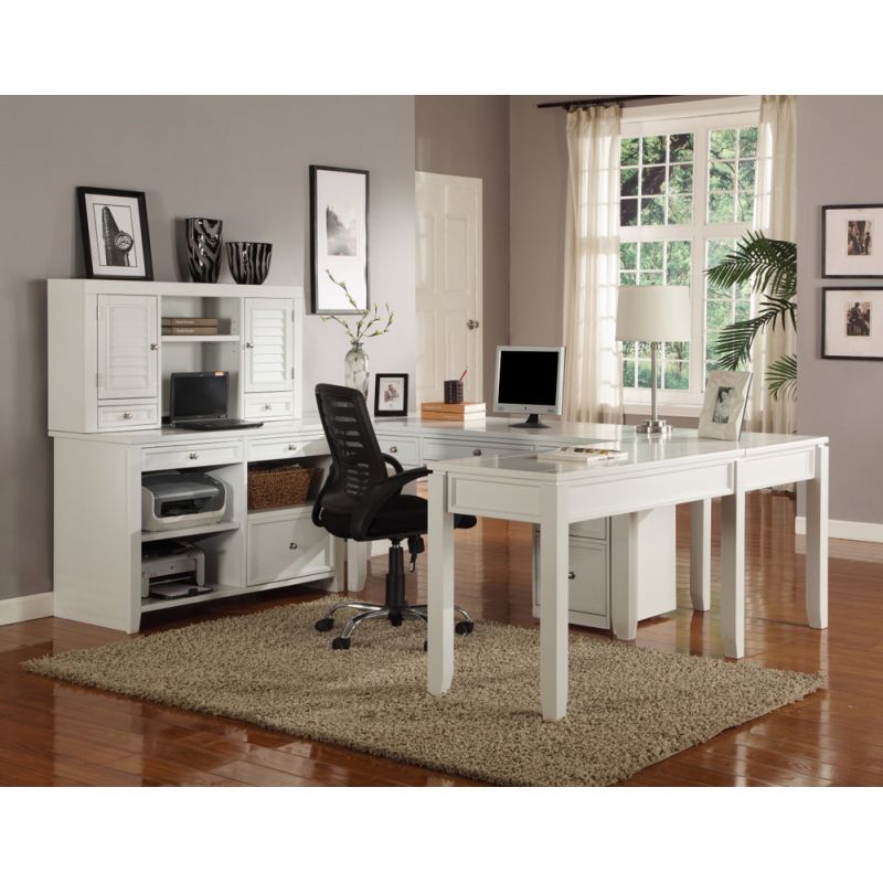 Parker House - Boca 7PC U Shaped Desk And Credenza Set in Cottage White
