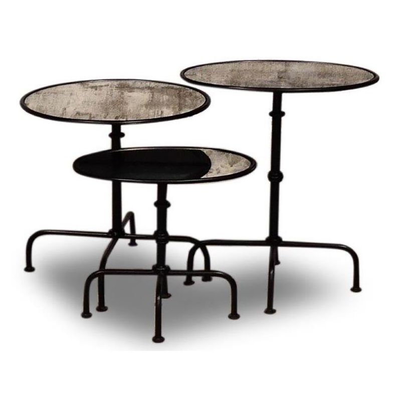 Parker House - Crossings The Underground Accent Table of 3 (Made of Iron & Mirror) - UND04SET_CLOSEOUT