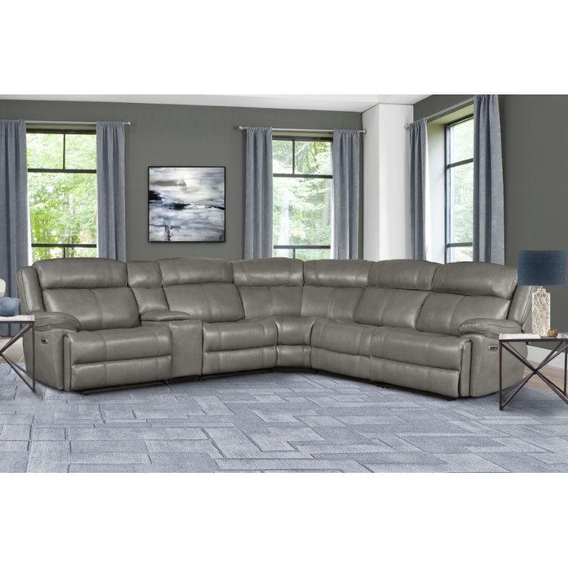 Parker House - Eclipse Florence Heron 6 Pc Power Reclining Sectional with Power Headrests and Entertainment Console - MECL-PACKA(H)-FHE_CLOSEOUT
