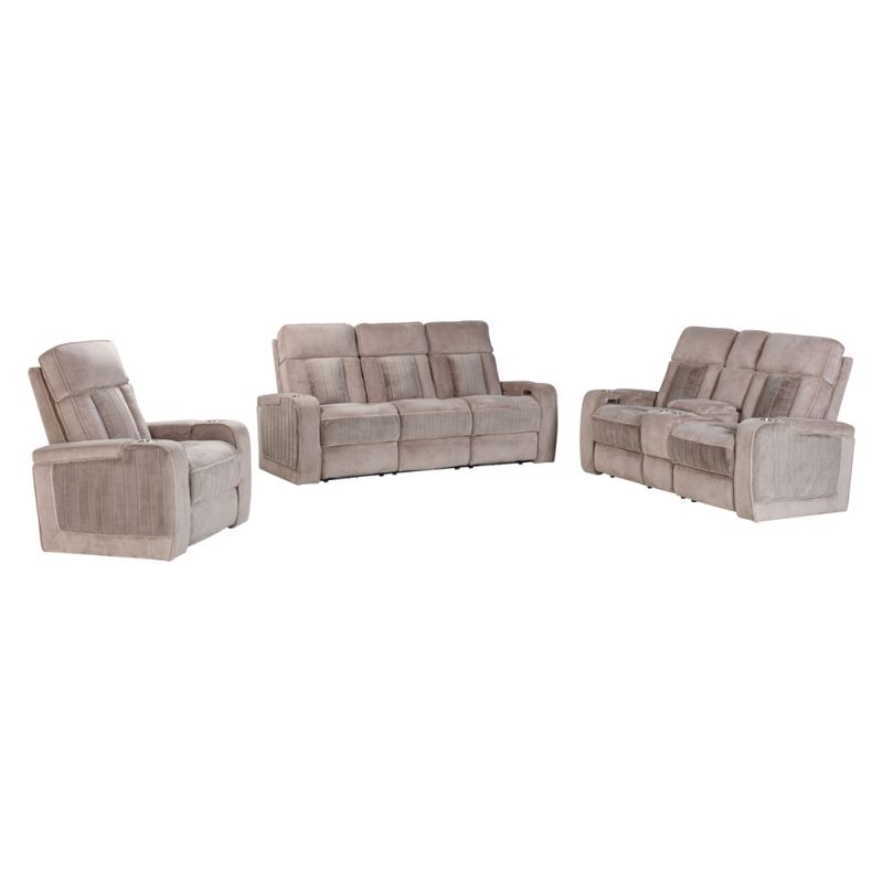 Parker House -  Equinox - Mushroom Power Reclining Sofa Loveseat and Recliner - MEQU-321PH-MURM