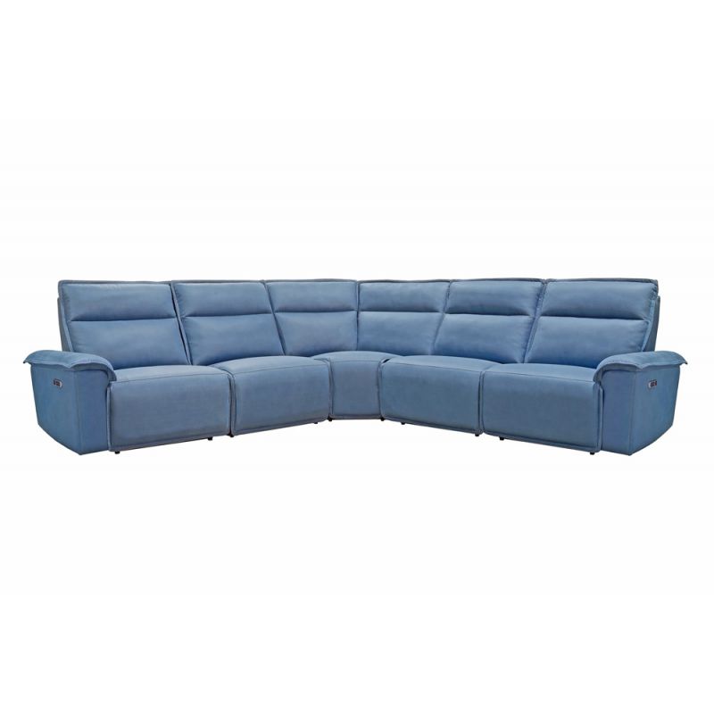 Parker House - Perimeter - Magic Denim 5 Piece Modular Power Reclining Sectional with Power Adjustable Headrests - MPRM-PACKB(H)-MDE