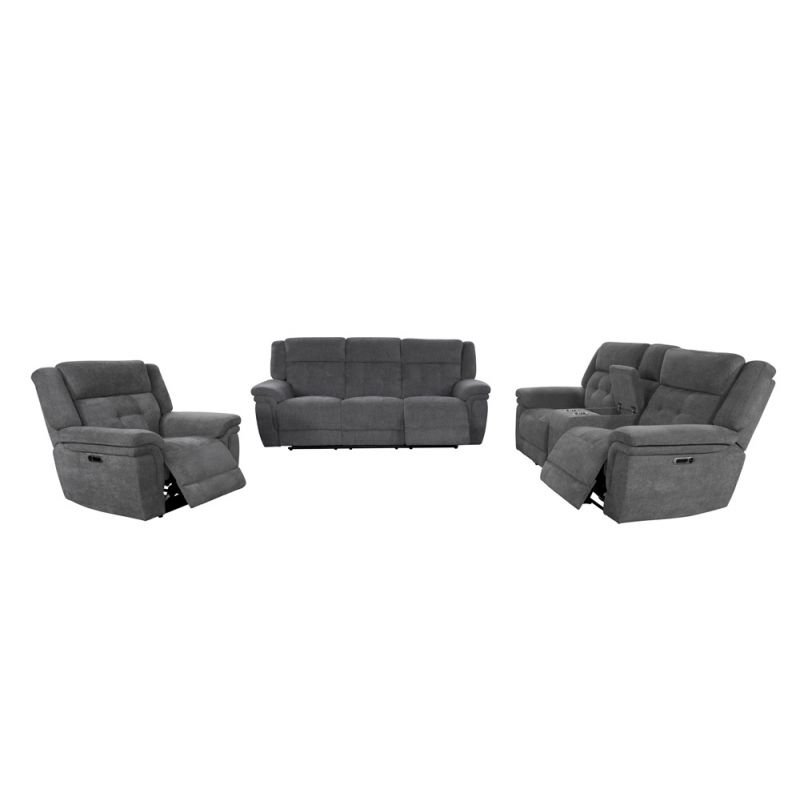 Parker House -  Richland - Bristol Grey Power Reclining Sofa Loveseat and Recliner - MRIC-321PH-BRGR