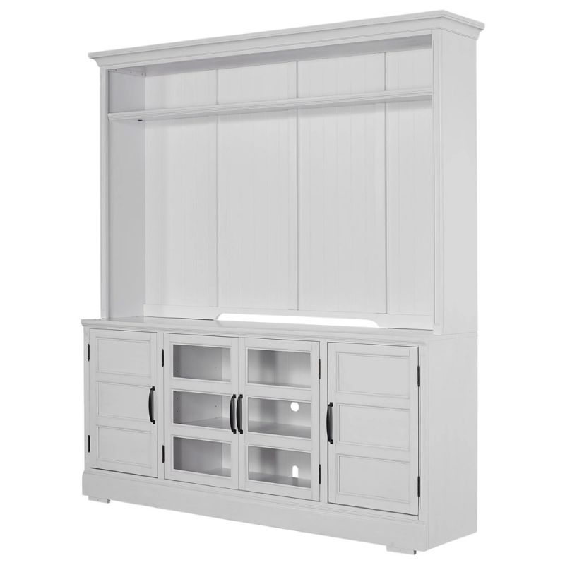 Parker House - Shoreham - Effortless White 76 In. TV Console with Hutch - SHO-2PC-ENT-WALL-EFW