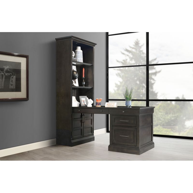 Parker House - Shoreham - Medium Roast Bookcase with Peninsula Desk - SHO-3PC-LIB-DESK-MDR