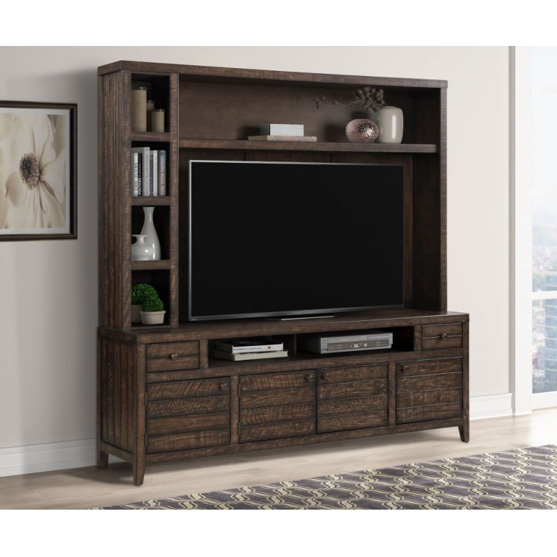 Parker House - Tempe Tobacco 84 in. TV Console with Hutch and Back Panel - TEM84-2-TOB - CLOSEOUT