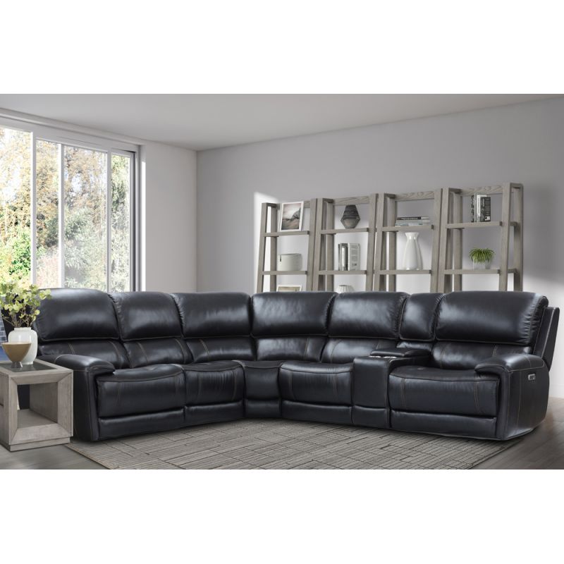 Parker House - Empire - Verona Blackberry 6 Piece Modular Power Reclining Sectional with Power Headrests and Entertainment Console - MEMP-PACKA(H)-VBY