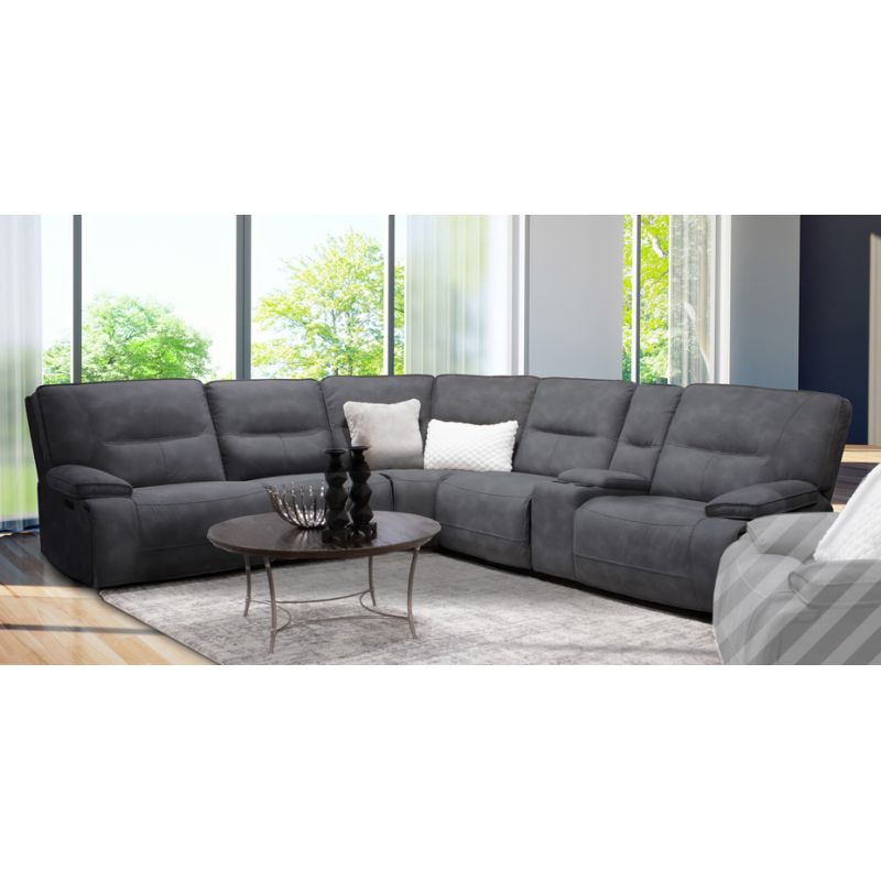 Parker House - Gladiator - Cobalt 6 Piece Modular Power Reclining Sectional with Power Headrests and Entertainment Console with USB Pop-up - MGLA-PACKA(H)-CBL