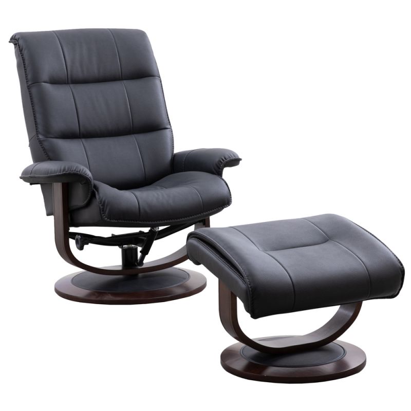 Parker House - Knight - Black Manual Reclining Swivel Chair and Ottoman - MKNI#212S-BLC