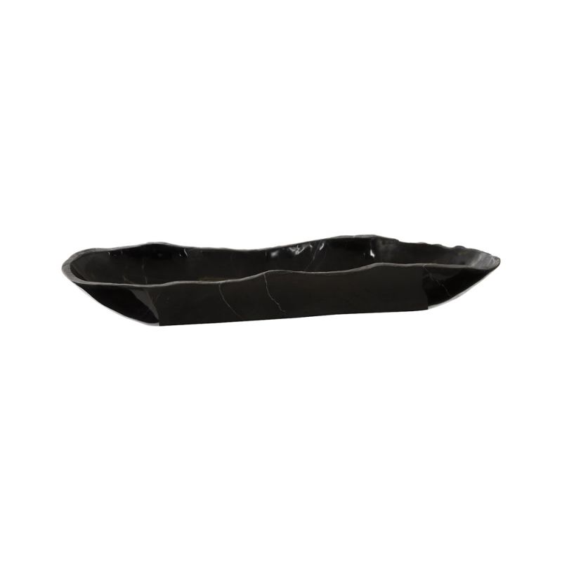 Phillips Collection - Aragonite Canoe Bowl, Black, Medium - MX106896