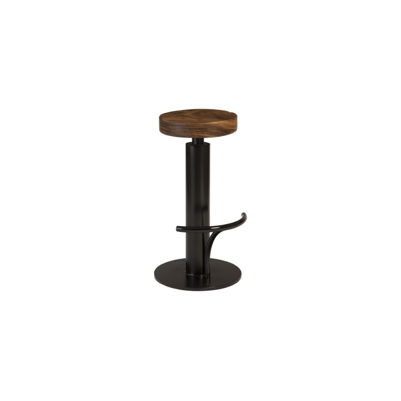 Phillips Collection - Black Iron Bar Stool, Swivel Seat, Natural - TH94610