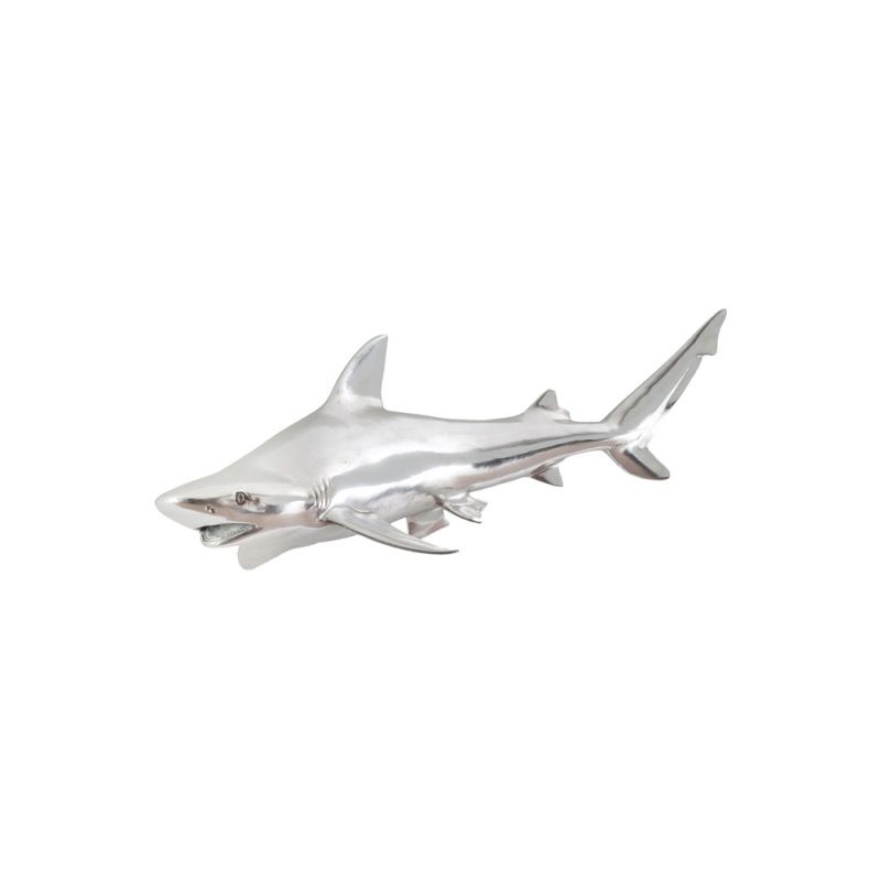 Phillips Collection - Black Tip Reef Shark Wall Sculpture, Resin, Silver Leaf - PH63680