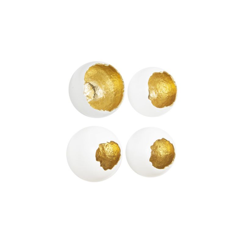 Phillips Collection - Broken Egg Wall Art, White and Gold Leaf (Set of 4) - PH66550