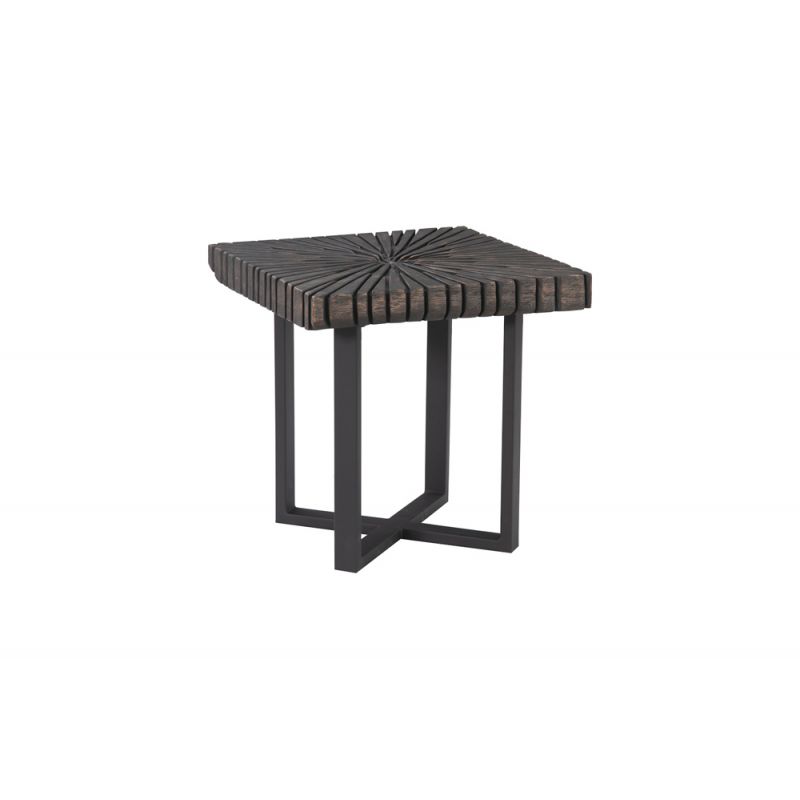 Phillips Collection - Chainsaw Side Table, Burnt Black, Black Iron Cross Base - TH103561