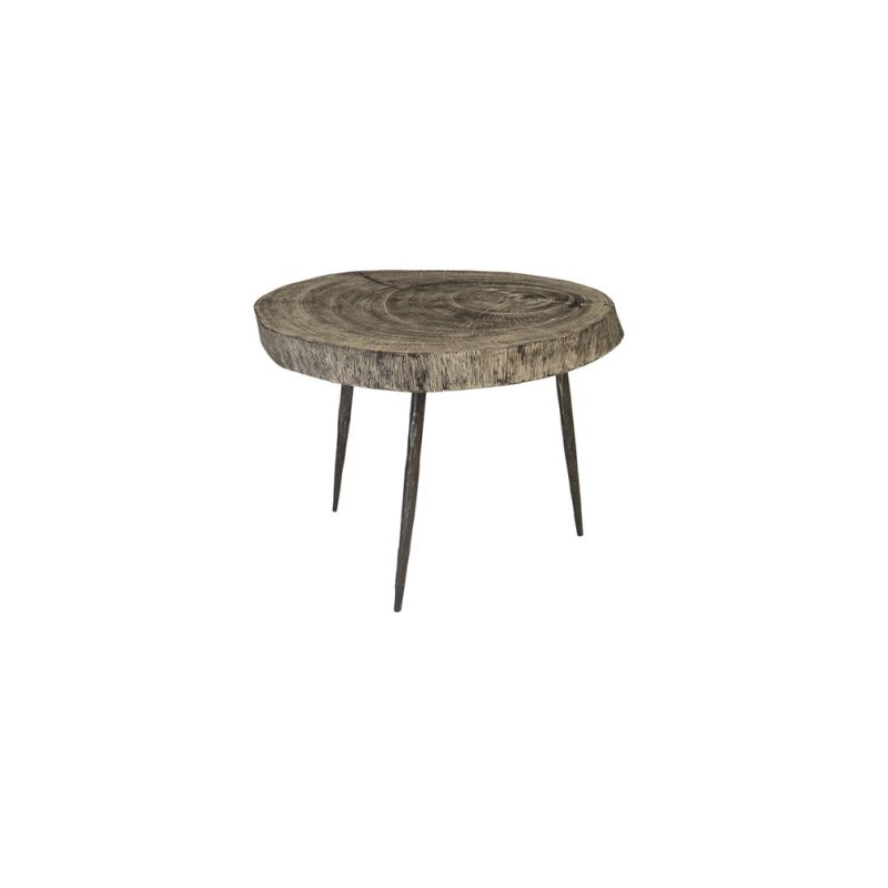 Phillips Collection - Crosscut Side Table, Gray Stone, Forged Legs - TH85174
