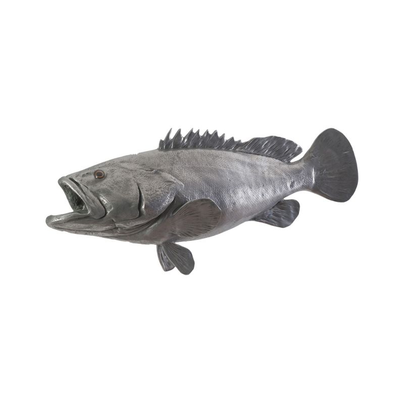 Phillips Collection - Estuary Cod Fish Wall Sculpture, Resin, Polished Aluminum Finish - PH64542