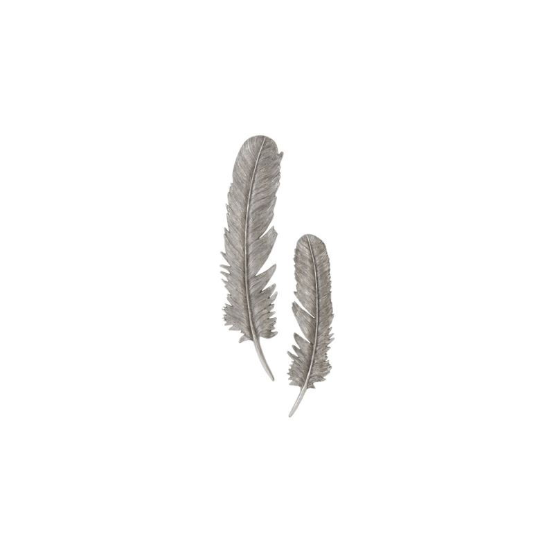 Phillips Collection - Feathers Wall Art, Large, Silver Leaf, Set of 2 - PH96270