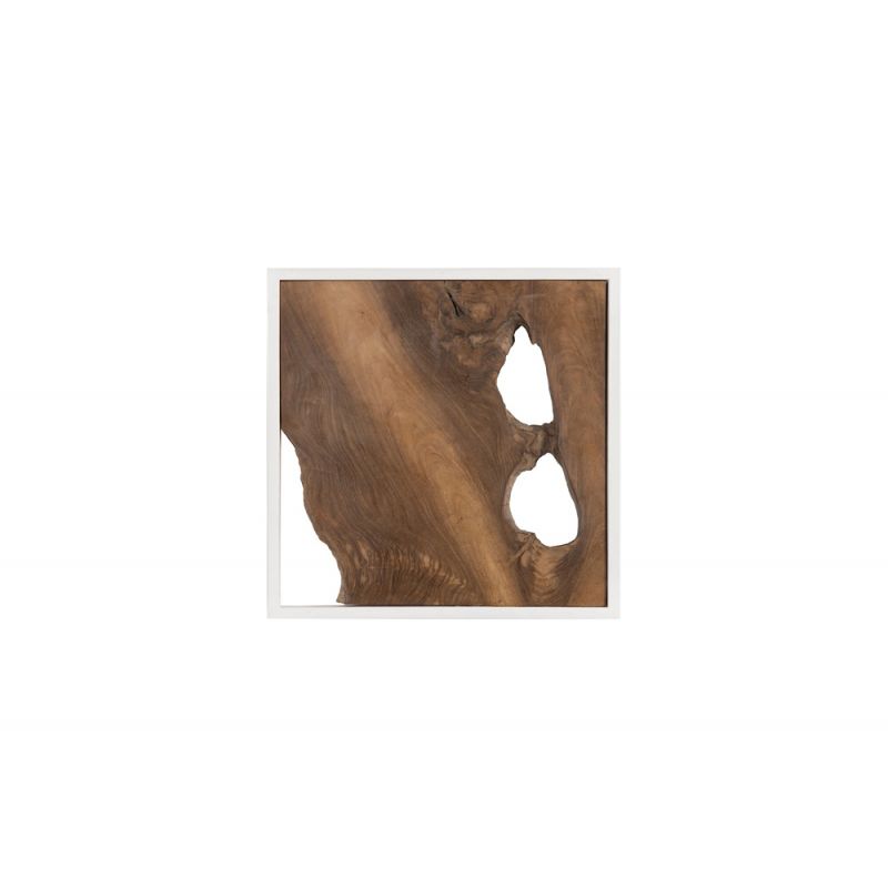 Phillips Collection - Framed Slice Wall Tile, Teak Wood, White Frame - ID105514