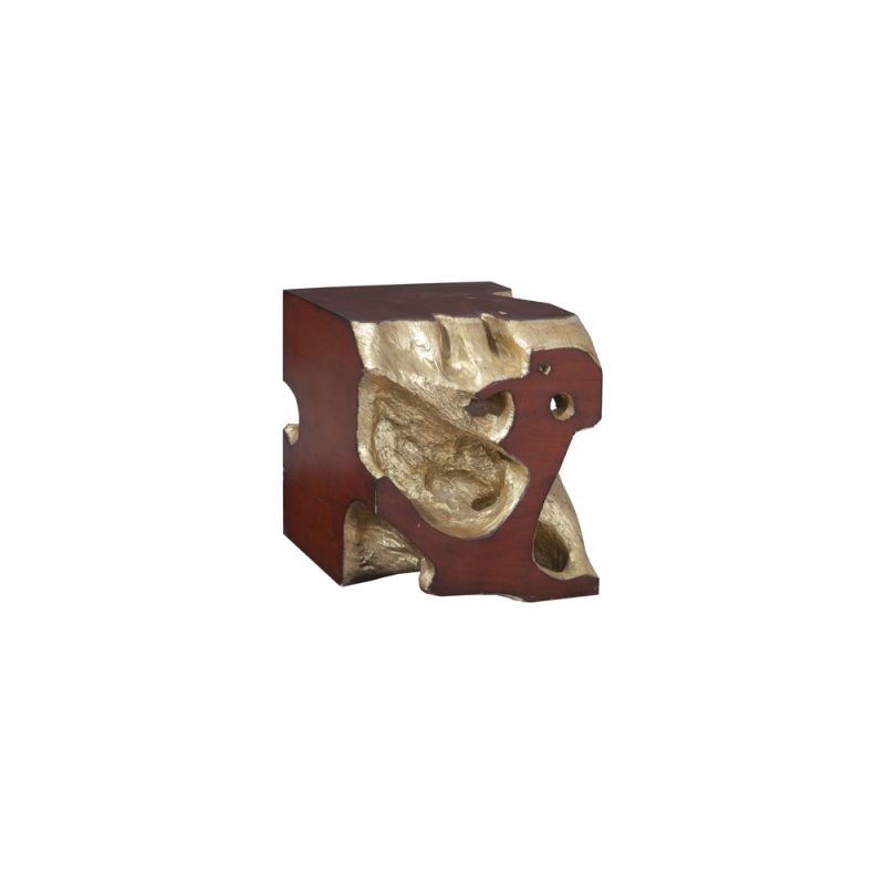 Phillips Collection - Freeform Stool, Gold Leaf, Faux Bois, SM - PH62425