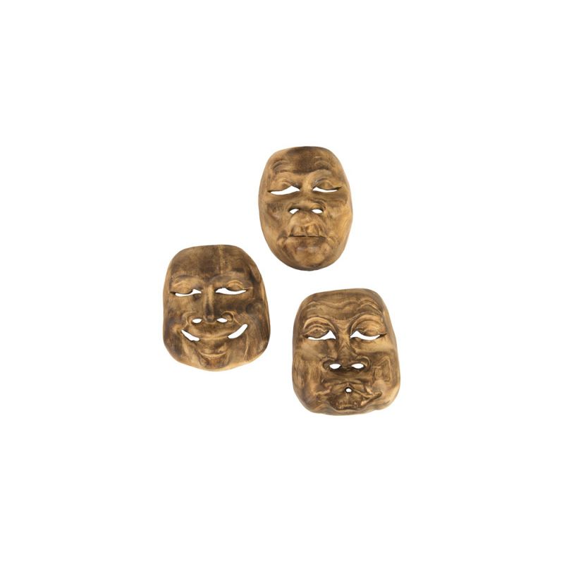 Phillips Collection - Indonesian Masks, Set of 3, Teak Wood, Assorted - ID103396