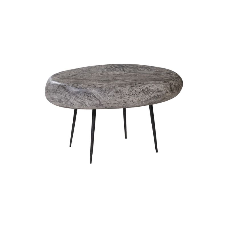 Phillips Collection - Skipping Stone Side Table, Gray Stone, Forged Legs - TH101664