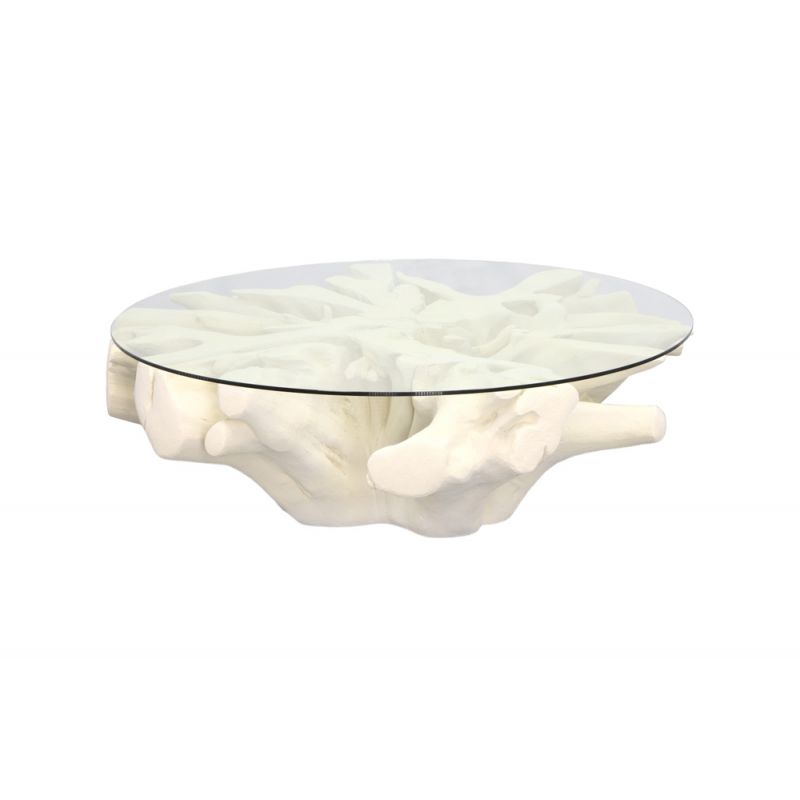 Phillips Collection - Sono Cast Root Coffee Table, With Glass, Roman Stone - PH83595