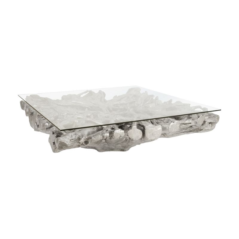 Phillips Collection - Square Root Cast Coffee Table, With Glass - PH64211