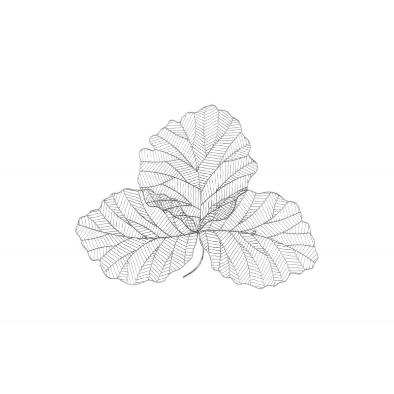 Phillips Collection - Tri Leaf Wall Art, Small, Metal, Silver/Black - TH100855