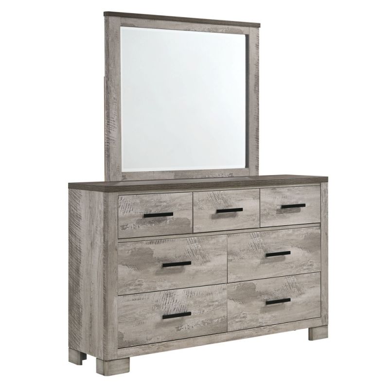 Picket House Furnishings Adam 6-Drawer Dresser with Mirror in Gray - MC300DRMR