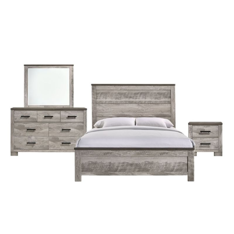 Picket House Furnishings - Adam King Panel 4PC Bedroom Set in Gray - MC300KB4PC