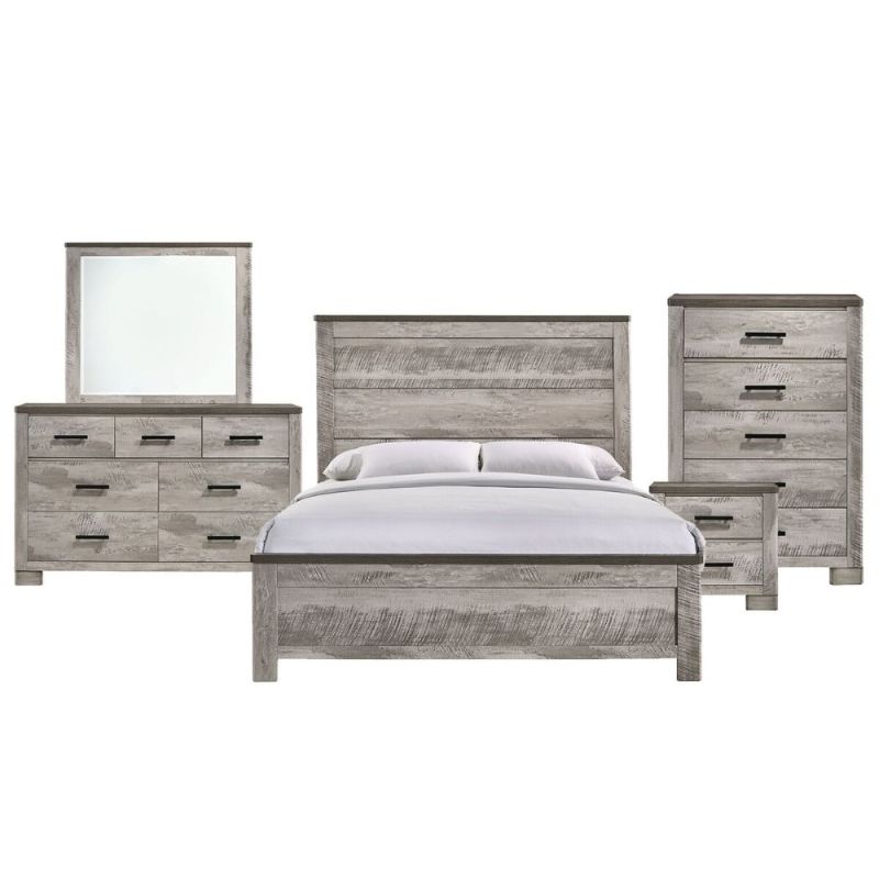 Picket House Furnishings - Adam King Panel 5PC Bedroom Set in Gray - MC300KB5PC