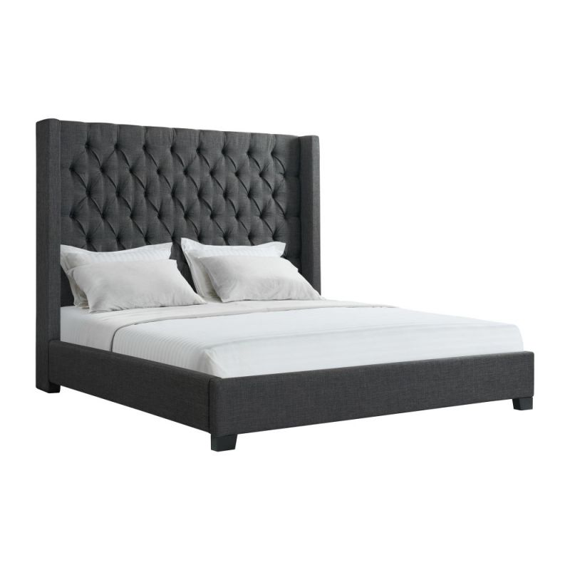 Picket House Furnishings - Arden King Tufted Upholstered Bed in Charcoal - UMW090KB