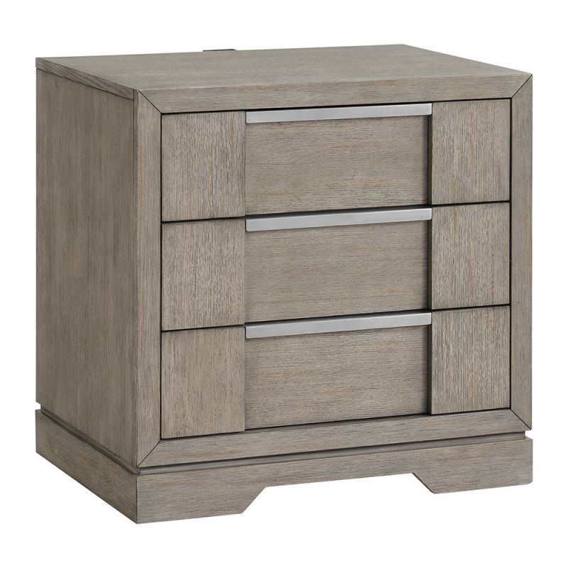 Picket House Furnishings - Argo 3-Drawer Nightstand with USB in Grey - B-9770-3-NS