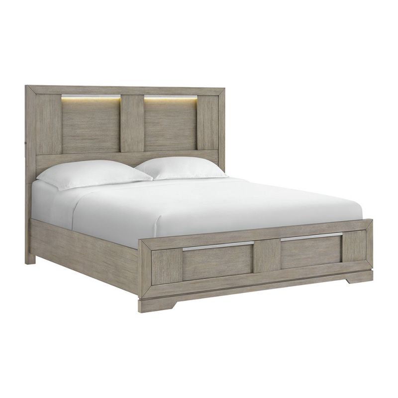 Picket House Furnishings - Argo King Panel Bed with LED in Grey - B-9770-3-KBL