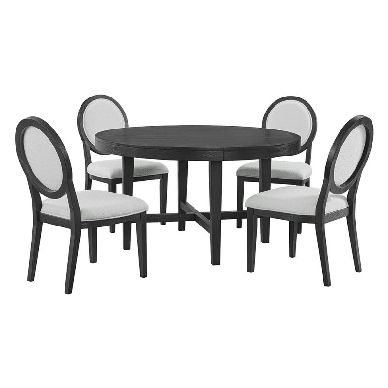 Picket House Furnishings - Armes 5PC Standard Height Dining Set in Black-Round Table and Four Round Back Chairs - D-3690-8-RDTSC2-5PC