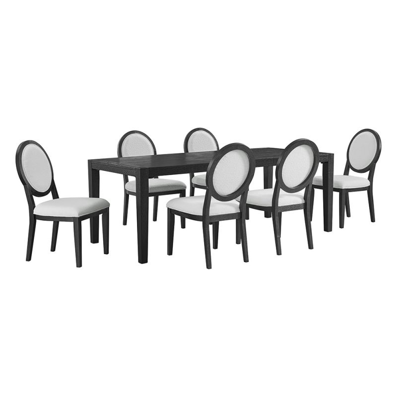 Picket House Furnishings - Armes 7PC Standard Height Dining Set in Black-Rectangular Table and Six Round Back Chairs - D-3690-8-DTSC2-7PC