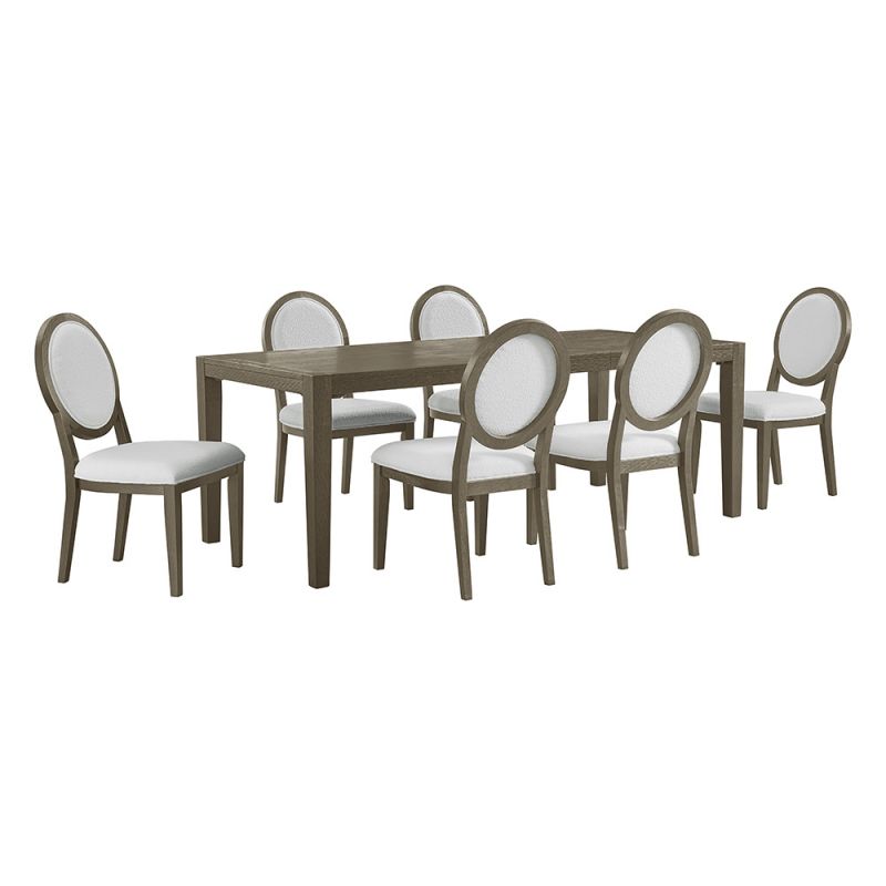 Picket House Furnishings - Armes 7PC Standard Height Dining Set in Grey-Rectangular Table and Six Round Back Chairs - D-3690-6-DTSC2-7PC