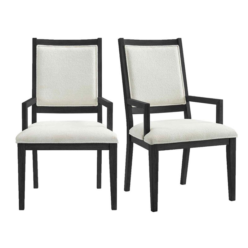 Picket House Furnishings - Armes Arm Chair with Boucle White Fabric in Black (Set of 2) - D-3690-8-AC