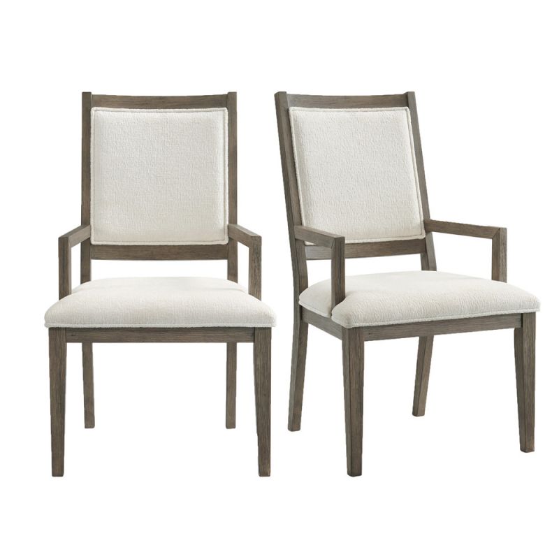 Picket House Furnishings - Armes Dining Arm Chair With Boucle White in Grey (Set of 2) - D-3690-6-AC