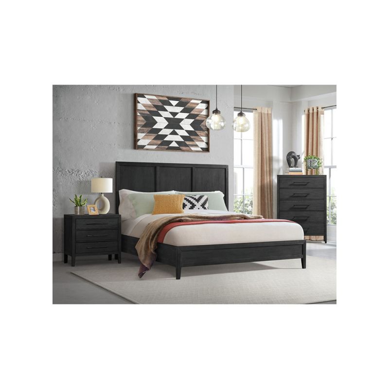 Picket House Furnishings - Armes  King with Low Footboard 3PC Bedroom Set in Black - B-3690-8-KB1-3PC