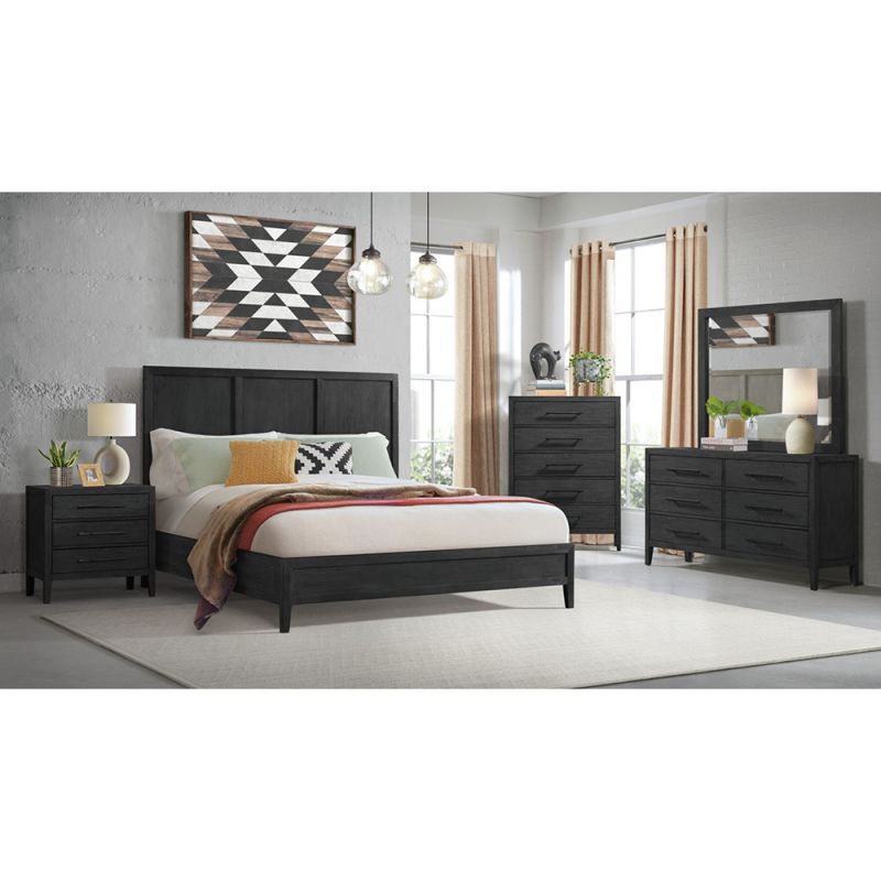 Picket House Furnishings - Armes King with Low Footboard 5PC Bedroom Set in Black - B-3690-8-KB1-5PC