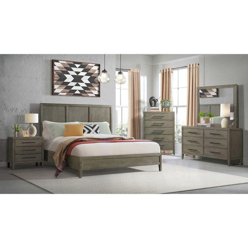 Picket House Furnishings - Armes King with Low Footboard 5PC Bedroom Set in Grey - B-3690-3-KB1-5PC
