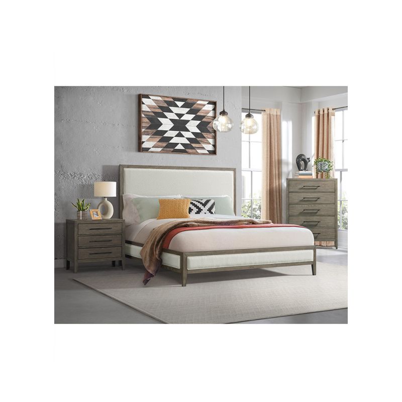 Picket House Furnishings - Armes King White Fabric Panel 3PC Bedroom Set in Grey - B-3690-3W-KB1-3PC