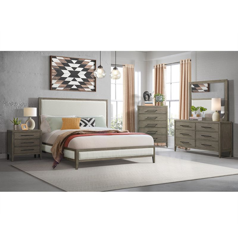 Picket House Furnishings - Armes King White Fabric Panel 5PC Bedroom Set in Grey - B-3690-3W-KB1-5PC