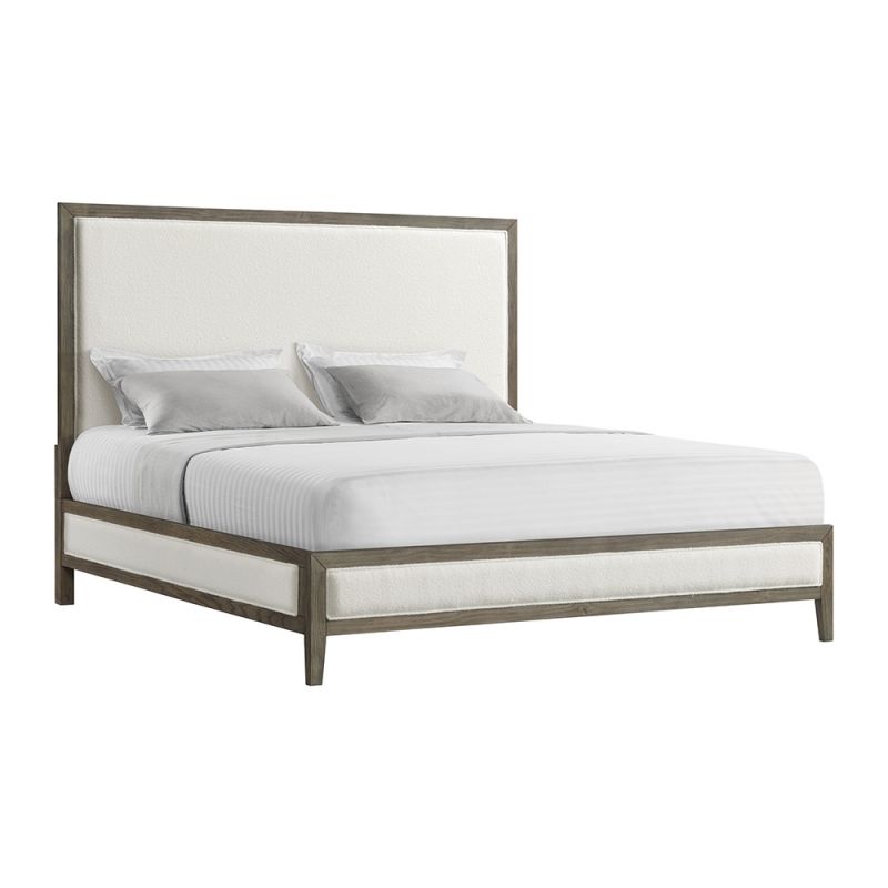 Picket House Furnishings - Armes  King White Fabric Panel Bed with Low Footboard in Grey - B-3690-3W-KB1