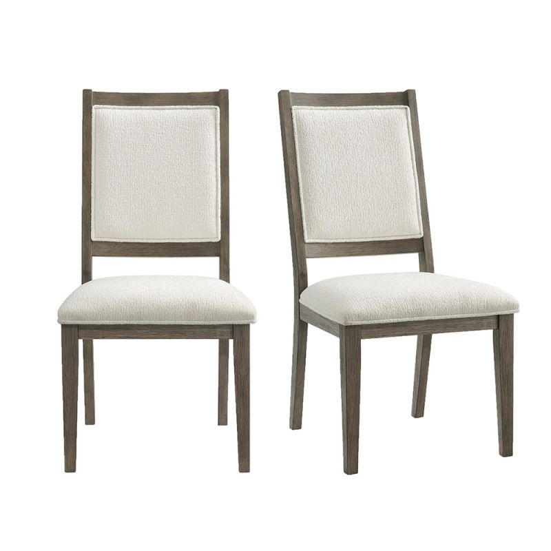 Picket House Furnishings - Armes Square Back Dining Chair With Boucle White in Grey (Set of 2) - D-3690-6-SC1